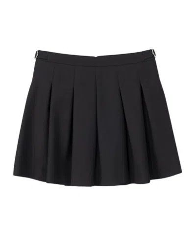 Dunst Buckle Pleated Mini Skirt In Black