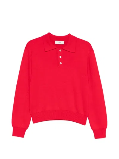 Dunst Button Collared Polo Shirt In Red