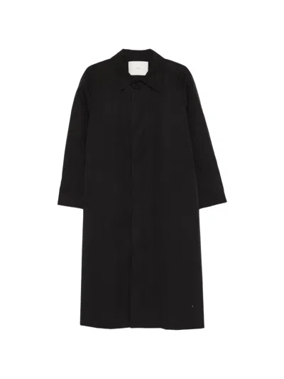 Dunst Cotton Blend Coat Long Cut Buttons In Black