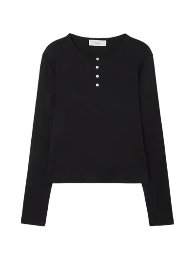 Dunst Buttoned Long-sleeve T-shirt In Black