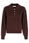 Dunst Brown Sweater With Polo Collar And Ribbed Details In Cashmere Man In Brown