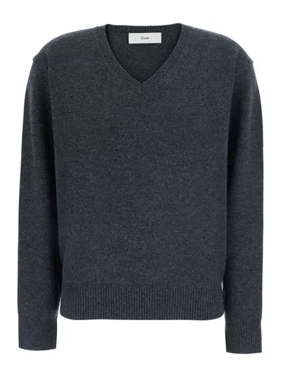 Dunst Cashmere V-neck Sweater For Women With Long Sleeves In Blue