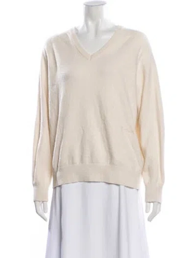 Pre-owned Dunst Cashmere V-neck Sweater In Neutral