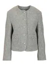 Dunst Grey Crewneck Jacket With Buttons On The Front In Gray
