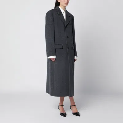Dunst Charcoal Double-breasted Coat In Wool In Gray