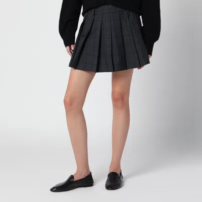Dunst Check Pleated Mini Skirt With Inner Shorts In Blue