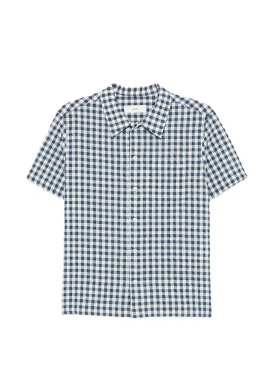 Dunst Checked Cotton Blend Shirt In Blue