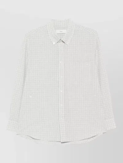 Dunst Checked Cotton Shirt Long Sleeves Collar In White