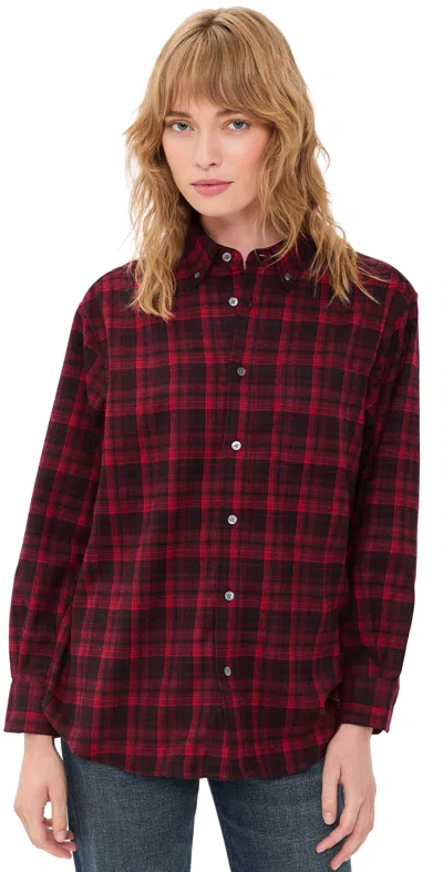 Dunst Checked Flannel Button Down Shirt Red