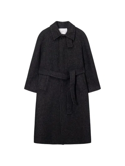 Dunst Check-pattern Belted Coat In Gray