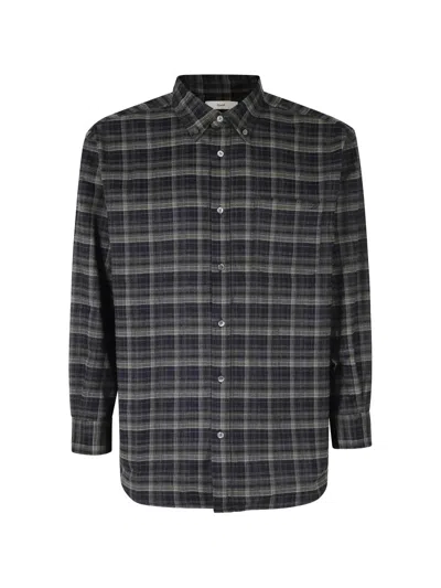 Dunst Check-pattern Button-down Shirt In Gray