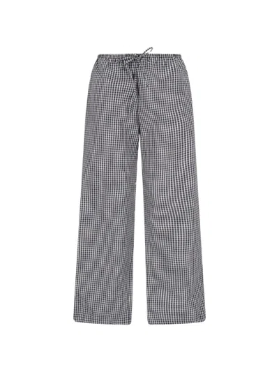 Dunst Check-pattern Drawstring Trousers In Gray