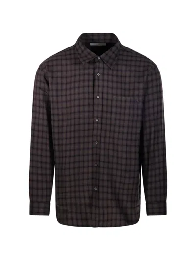 Dunst Check-pattern Long-sleeve Shirt In Brown