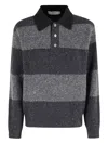 Dunst Chunky Rugby Striped Polo-collar Sweater In Gray
