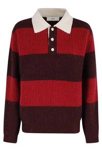Dunst Chunky Rugby Sweater In Burgundy