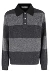 Dunst Chunky Rugby Striped Polo-collar Sweater In Gray