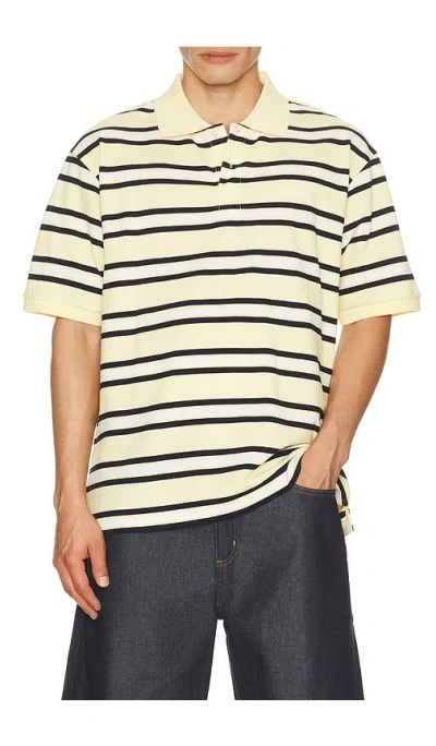 Dunst Chunky Striped Polo Shirt In Yellow