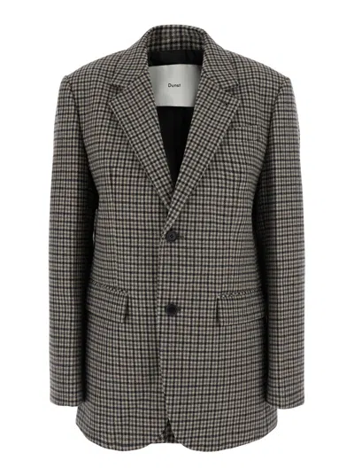 Dunst Classic 2-button Wool Blazer With Notched Revers And Side Pockets In Animal Print