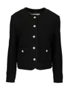 Dunst Black Jacket With Button Closure And Front Pockets In Tweed Woman In Multi