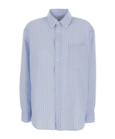 Dunst Classic Striped Oversized Shirt In Blue