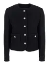 Dunst Cropped Black Tweed Jacket With Button Detailing In Black