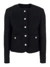 Dunst Cropped Black Tweed Jacket With Button Detailing In Black