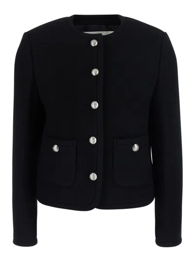 Dunst Classic Tweed Jacket For Women With Collared Neckline And Front Closure In Black