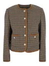 Dunst Houndstooth Pearl-button Jacket In Brown