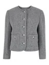 Dunst Grey Crewneck Jacket With Buttons On The Front In Grey