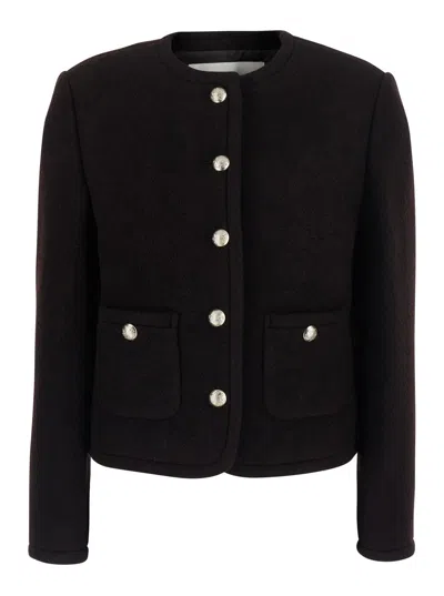 Dunst Classic Tweed Jacket With Notched Revers And Long Sleeves In Brown
