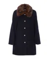 Dunst Boucle Wool Half Coat Dark Navy In Black