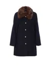 Dunst Boucle Wool Half Coat Dark Navy In Multi