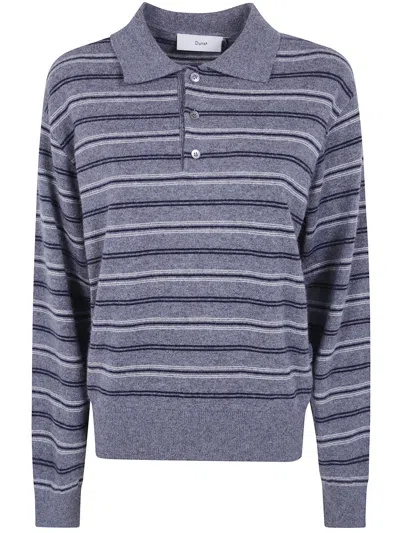 Dunst Collared Striped Sweater In Gray