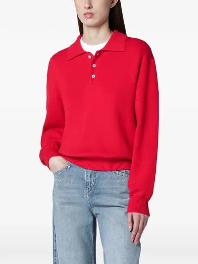 Dunst Red Polo Sweater In Cotton And Cashmere Women
