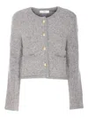 Dunst Grey Collarless Knit Jacket In Gray