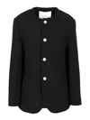Dunst Unisex Oversize Collarless Tweed Jacket In Black