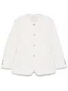 Dunst Collarless Tweed Jacket In White