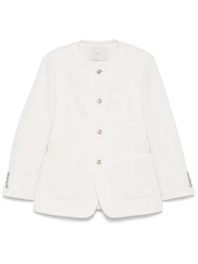 Dunst Collarless Tweed Jacket In White