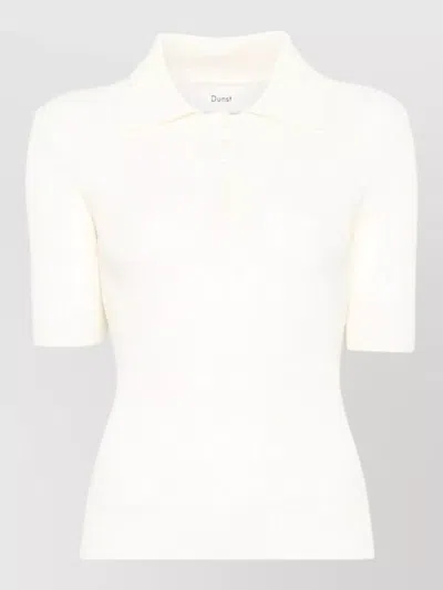 Dunst Cotton Blend Polo Knit Short Sleeves In White