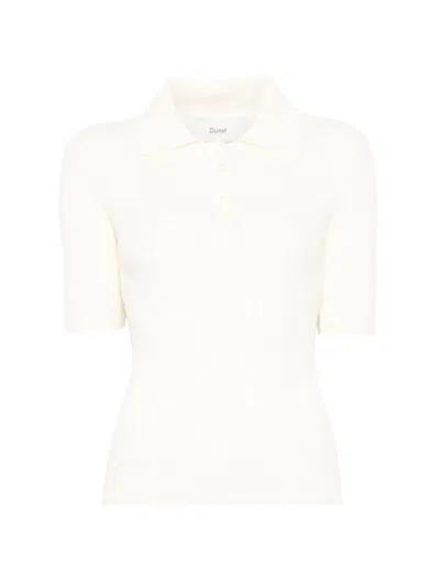 Dunst Ribbed-knit Polo Shirt In Neutral
