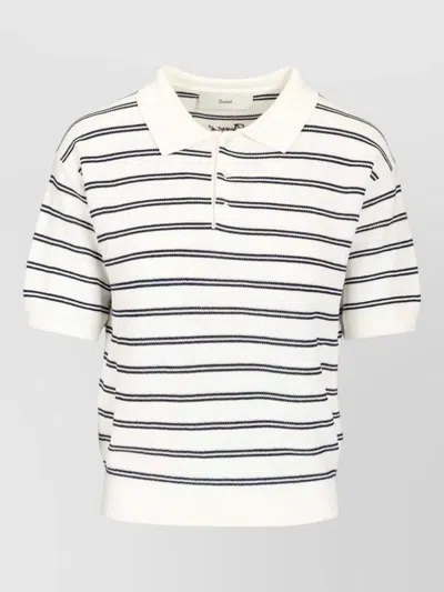 Dunst Cotton Blend Polo Shirt Striped Design In White