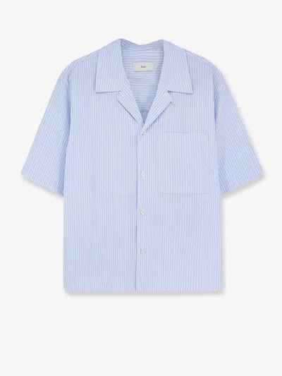 Dunst Cotton Blend Shirt With Striped Pattern In Blue