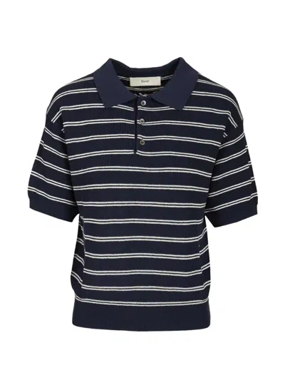 Dunst Cotton Blend Striped Polo Shirt In Black