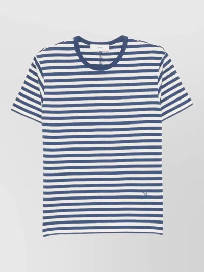 Dunst Cotton Crew Neck Striped Short Sleeve T-shirt In Blue