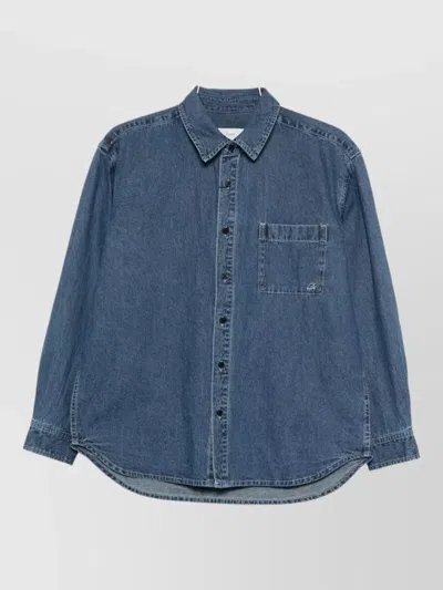 Dunst Cotton Denim Shirt Long Sleeves Buttoned Cuffs In Blue
