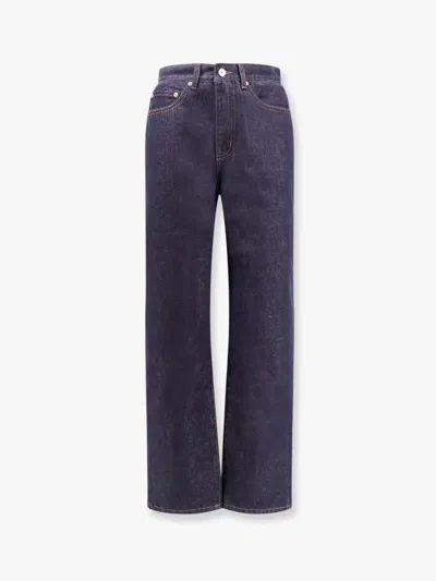 Dunst Cotton Jeans With Back Logo Patch In Blue