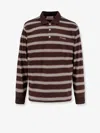 Dunst Cotton Polo Shirt With Striped Pattern In Brown