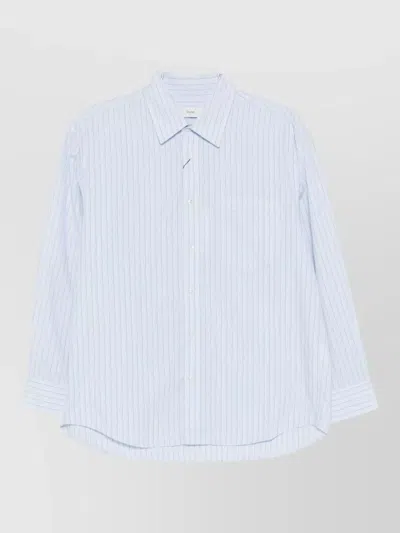 Dunst Cotton Shirt Long Sleeves Chest Pocket In Blue