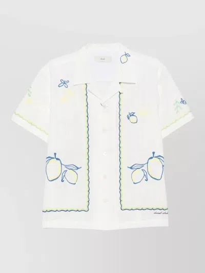 Dunst Cotton Shirt Relaxed Fit Short Sleeves In White