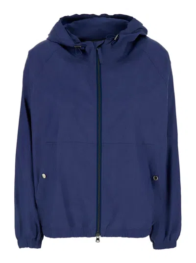 Dunst Cotton-blend Hooded Jacket In Blue